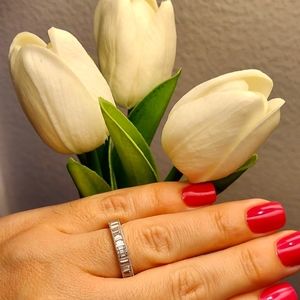 14k Diamonique Baguette Cut Side Design Ring